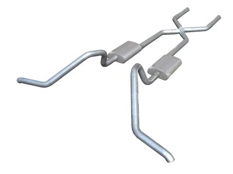 Cat Back Exhaust System 65-70 B-Body Split Side Dual Exit 2.5 in Intermediate And Tail Pipe Street Pro Muffler/Hardware Incl Tip Not Incl Natural Finish 409 Stainless Steel Pypes Exhaust