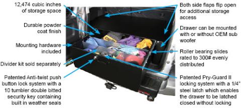 Cargo Security Drawer - 07-14 FJ Cruiser Black Tuffy Security Products