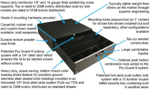 Tactical Gear SUV Security Drawer Universal Midsize Black Tuffy Security Products