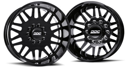 Dually Wheels Aftermath Black/Mill 22x8.25 10x225 SS Fronts 05-10 Ford 15-25 F-450/F-550 Dodge Ram 08-25 4500/5500 DDC Wheels