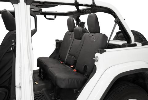  Jeep Seat Covers For Jeep 2018-2023 Wrangler JL 4 Door Rear without Fold Down Arm Rest Premium Vinyl Fabric Black Diamond Bestop