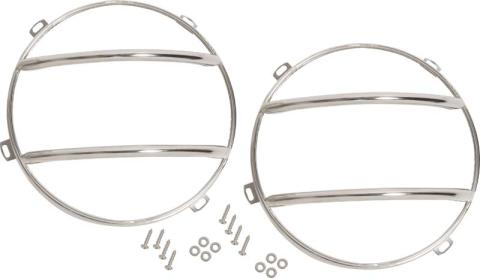 Jeep JK Euro Headlight Guards Pair  07-18 Wrangler JK Polished Silver Kentrol