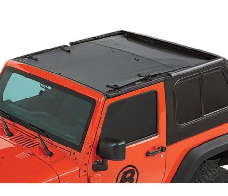 Sun Extended Safari Style Bikini Top For Jeep 2007-2018 Wrangler JK 2 Door Black Diamond Bestop