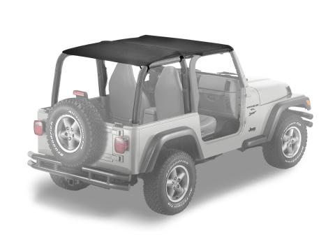 Strapless Extended Safari Style Bikini Top For Jeep 1997-2002 Wrangler TJ Black Denim Bestop