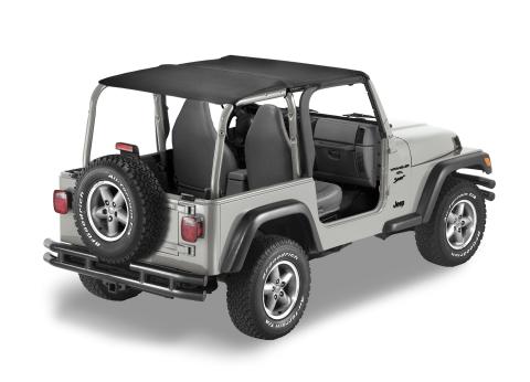 Jeep Bikini Top Header Safari Bikini Tops For Jeep 2003-2006 Wrangler TJ Black Diamond Fabric Bestop