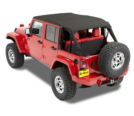 Jeep Bikini Top Header Safari Cable Style Bikini Tops For Jeep 2010-2018 Wrangler JK 4 Door Black Diamond Bestop