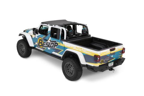 Jeep Bikini Top Header Targa Bikini Tops For Jeep 2020-2024 Gladiator Black Diamond Fabric Bestop