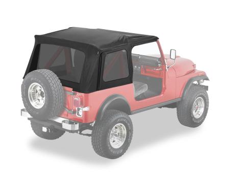Supertop Classic Squareback Soft Tops For Jeep 1976-1986 CJ7 Tinted Black Denim Bestop