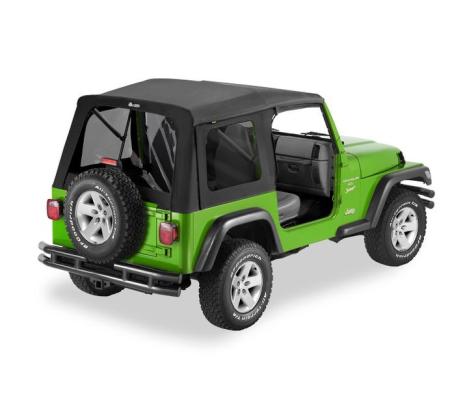 Supertop Classic Squareback Soft Tops For Jeep 1997-2006 Wrangler TJ Tinted Black Denim Bestop