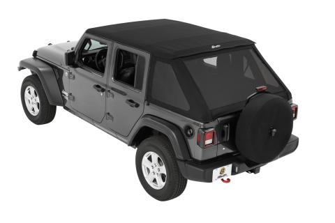 Trektop Slantback Soft Top For Jeep 2018-Current Wrangler JL 4 Door Black Diamond Bestop