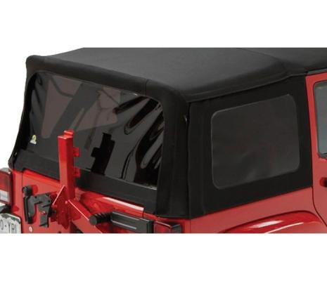 Window Replacement Set For Jeep 2007-2018 Wrangler JK 4 Door Fits Supertop 54823 or Replace-A-Top 79847 Black Premium Twill Bestop