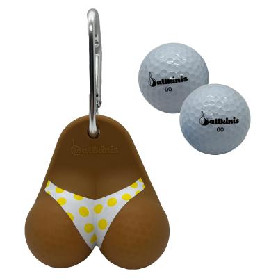 Bottom Mocha Yellow Polka Dot Bikini Golf Ball Holder Ballkinis