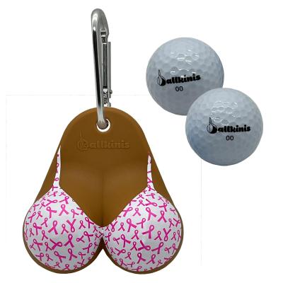 Top Mocha Breast Cancer Ribbon Bikini Golf Ball Holder Ballkinis