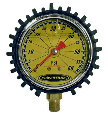 Tire Inflator Gauge Liquid Filled 2.5 Inch 0-60 PSI 1/8 Inch Lower Stem Includes Rubber Cover Power Tank