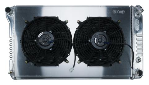 68-77 A-Body Aluminum Radiator Automatic Dual 14 Inch Fan Kit Cold Case Radiators
