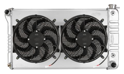 66-71 Oldsmobile 442 Aluminum Radiator & Dual 14 Inch Fan Kit Cold Case Radiators