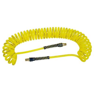 Air Hose 30 Foot Coiled 1/4 Inch NPT Male Thread Superflex High Pressure Yellow Power Tank