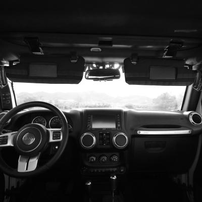 Jeep Wrangler JK Sun Visor Covers Pair w/PALS Webbing for Molle Attachments for Visors With Mirrors Black Bartact