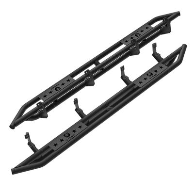 Side Step Rails Nerf Bars Running Boards Kit For 19-22 Silverado/Sierra 1500 and 20 2500/3500HD Crew Cab Textured Black Star Armor Tyger Auto
