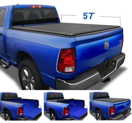 T1 Soft Roll Up Tonneau Cover For 09-18 Dodge Ram 1500 19-20 Classic Only Fleetside 5 Ft 7 Inch Bed without RamBox Tyger Auto