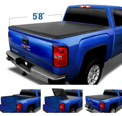 T3 Soft Tri-Fold Tonneau Cover For 04-07 Silverado/Sierra 1500 07 Classic Only Fleetside 5 Ft 8 Inch Bed Tyger Auto