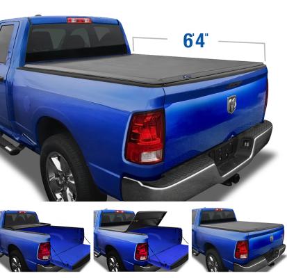 T3 Soft Tri-Fold Tonneau Cover For 02-18 Dodge Ram 1500 03-20 Dodge Ram 2500 3500 19-20 Classic Only Fleetside 6 Foot 4 Inch Bed without RamBox Tyger Auto