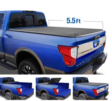 T3 Soft Tri-Fold Tonneau Cover For 17-22 Nissan Titan without Titan Box Fleetside 5.5 Ft Bed Tyger Auto
