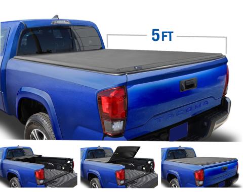 T3 Soft Tri-Fold Tonneau Cover For 19-22 Toyota Tacoma Fleetside 5 Ft Bed Tyger Auto