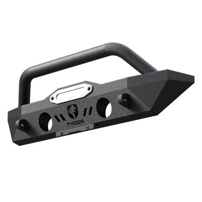 Short Stubby Front Bumper Kit w/ W Inch Plate For 07-18 Jeep Wrangler JK 18-22 JL Excl. diesel and hybrid 20-22 Gladiator JT Textured Black TYGER Fury Tyger Auto