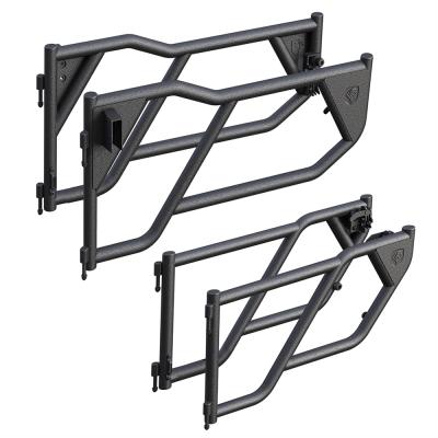 Tubular Doors 07-18 Jeep Wrangler JK 4-Doors Textured Black w/Mirror Mount Front and Rear Door Set Tyger Auto