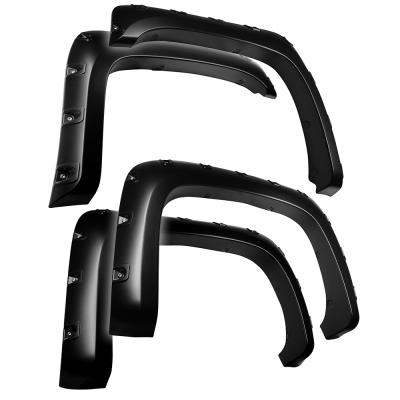 Fender Flares For 07-14 Chevy Silverado For Short Bed Paintable Smooth Matte Black Pocket Bolt-Riveted Style Set 4 Piece Tyger Auto