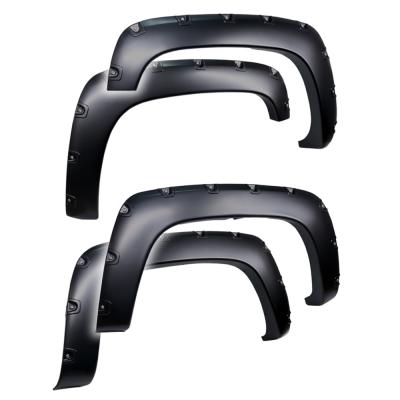 Fender Flares For Legacy For 88-00 C/K Pickup/Blazer/Tahoe/Suburban/Yukon Paintable Smooth Matte Black Pocket Bolt-Riveted Style Set 4 Piece Tyger Auto