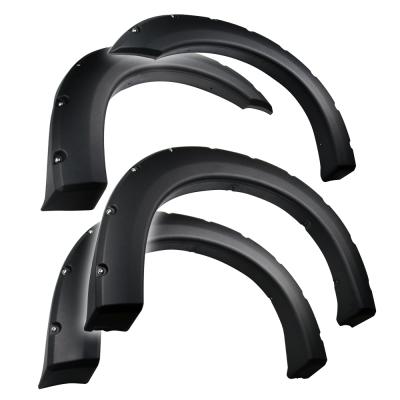 Fender Flares For 99-07 Ford F250 F350 Super Duty Only For Styleside Models Black Rugged Textured Pocket Bolt-Riveted Style Set 4 Piece Tyger Auto
