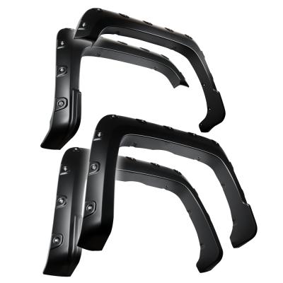 Fender Flares For 16-18 GMC Sierra 1500 For Fleetside Models Paintable Smooth Matte Black Pocket Bolt-Riveted Style Set 4 Piece Tyger Auto