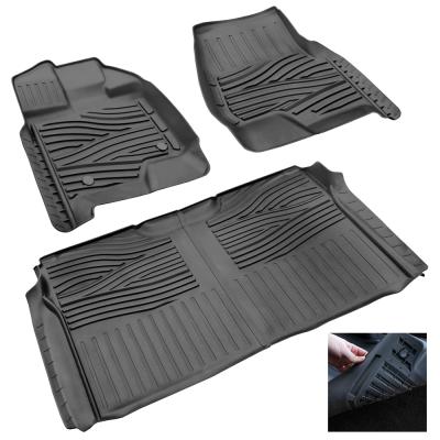 Contour Floor Mats Liners For 15-20 Ford F-150 Crew Cab Front and Rear Seat Liners - 3Pc Textured Black Tyger Auto