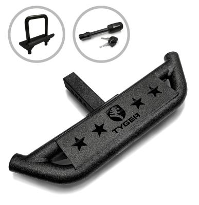 Hitch Armor For Vehicles With 2 Inch Hitch Receiver Textured Black Hitch Step Rear Bumper Guard Protector With Pin Lock and Stabilizer Tyger Auto