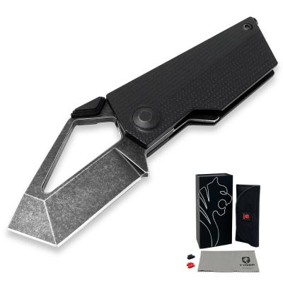 Folding Pocket Knife Black Stone-washed 154CM Steel Blade G-10 Handle Tyger Auto