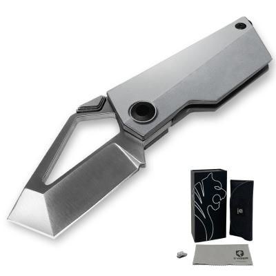 Folding Pocket Knife Satin Finish Ultra Premium M390 Steel Blade Titanium Alloy Handle Tyger Auto