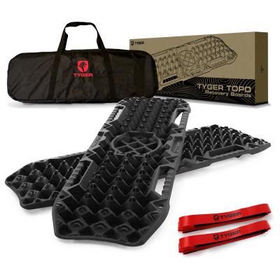 Topo Off-Road Recovery Boards Jack Lift Compatible Extra Wide Emergency Rescue on Mud, Snow, Sand for Trucks SUV Tire Wheel Traction Mat Ramp Pads Pair Black Tyger Auto