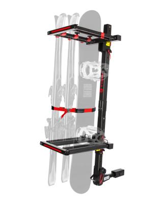 Folding Hitch-Mounted Ski/Snowboard Rack Fits 2 Inch or 1.25 Inch Receiver Carries 6 Pair Skis or 4 Snowboards Tyger Auto