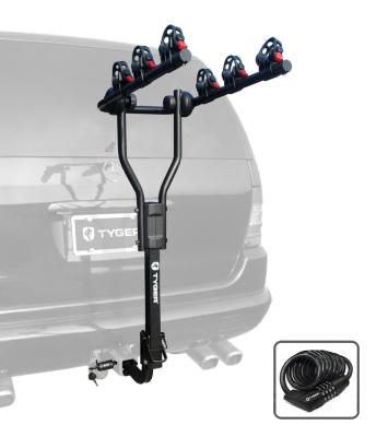 3-Bike Hitch Mount Bicycle Carrier Rack Free Hitch Lock and Cable Lock For both 1.25 Inch and 2 Inch Hitch Receiver Tyger Auto