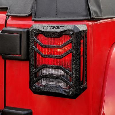 Tail Light Guards Covers For 07-18 Jeep Wrangler JK Textured Black Cast Aluminum Alloy Powder Coated Tyger Auto
