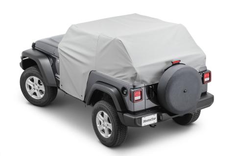Full Door Cab Cover 2018-2024 Jeep JL Wrangler 2Dr W/Factory Soft Top Folded Down Gray Denim MasterTop