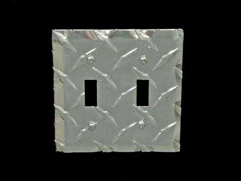 RaceMates Double Light Switch Wall Plate Cover / Each / Diamond Tread Aluminum / Owens Products