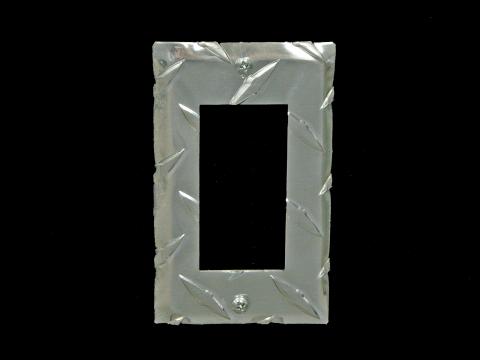 RaceMates Single Rocker (GFI) Light Switch Wall Plate Cover / Each / Diamond Tread Aluminum / Owens Products