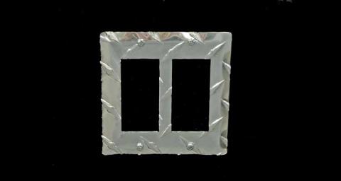 RaceMates Double Rocker (GFI) Light Switch Wall Plate Cover / Each / Diamond Tread Aluminum / Owens Products