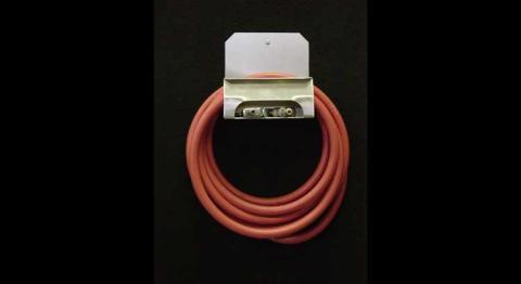 RaceMates Deluxe Air Hose Hanger with Cubby Hole / Smooth Mill Finish Aluminum / Owens Products