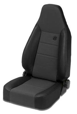Trailmax II Sport Front High Back Bucket Seat For Jeep 1976-1986 CJ7 Center Fabric Insert Black Denim Bestop