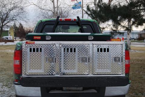 Dog Box Hunter Series Triple Compartment / 58.5 W x 22.25 D x 20 H / All Seasons Rear Vents / Diamond Tread Aluminum / Owens Products