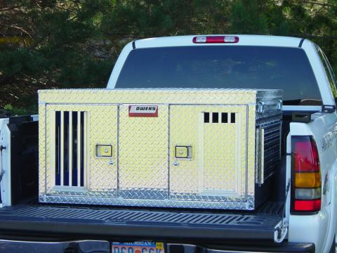 Dog Box Hunter Series Double Compartment / Tall / 48 W x 45 D x 25 H / All Seasons Vents / Diamond Tread Aluminum / Owens Products